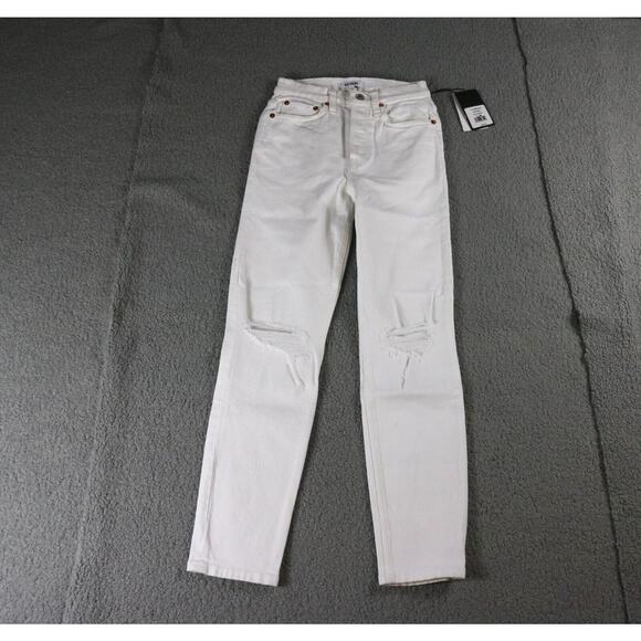 New Re/Done Womens 24 White Jeans Hacienda The Shortie Distressed - Picture 1 of 7
